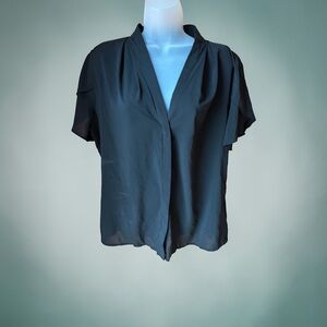 Calvin Klein Black Short Sleeve V-Neck Blouse
